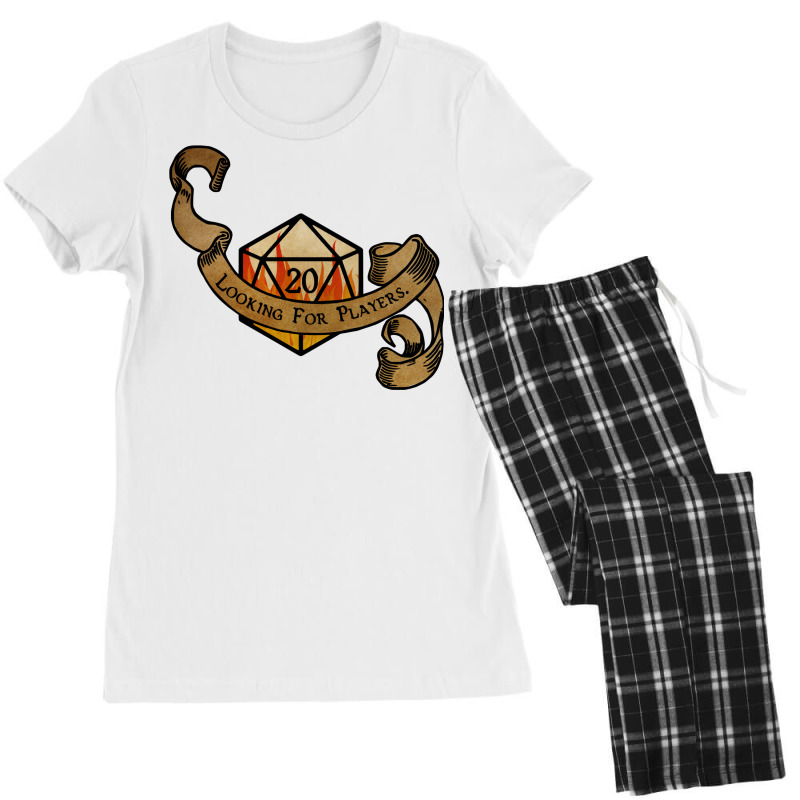 Looking For Players Flaming D20 T Shirt Women's Pajamas Set by amadionellia | Artistshot