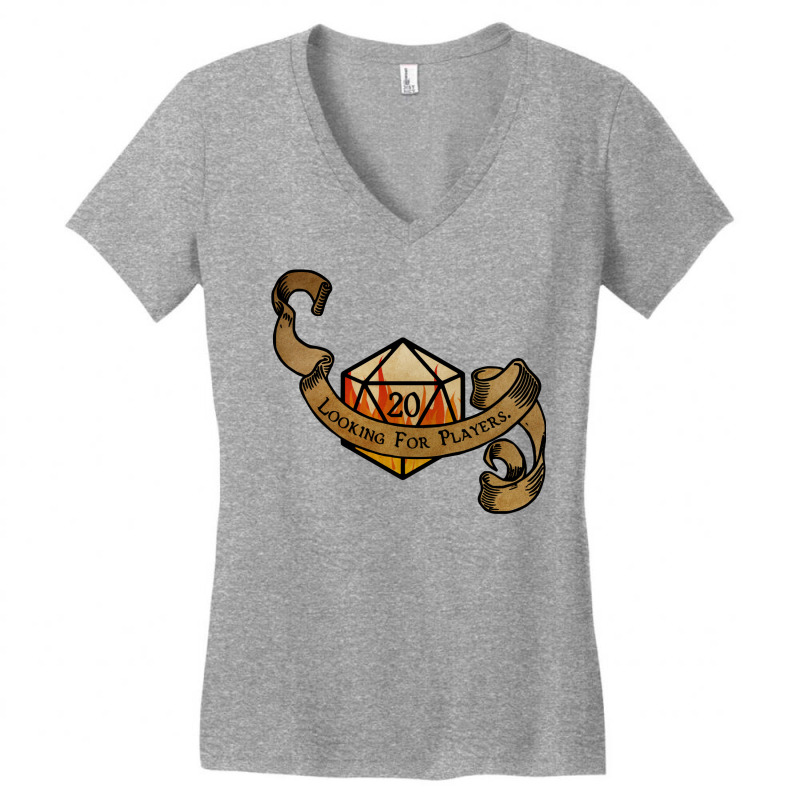 Looking For Players Flaming D20 T Shirt Women's V-Neck T-Shirt by amadionellia | Artistshot