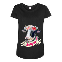 Funny Vegan Flower Cow Vegetarian Lovers Animals C Maternity Scoop Neck T-shirt | Artistshot