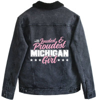 Michigan Girl Proud Great Lake Patriotic Mi State  Unisex Sherpa-lined Denim Jacket | Artistshot