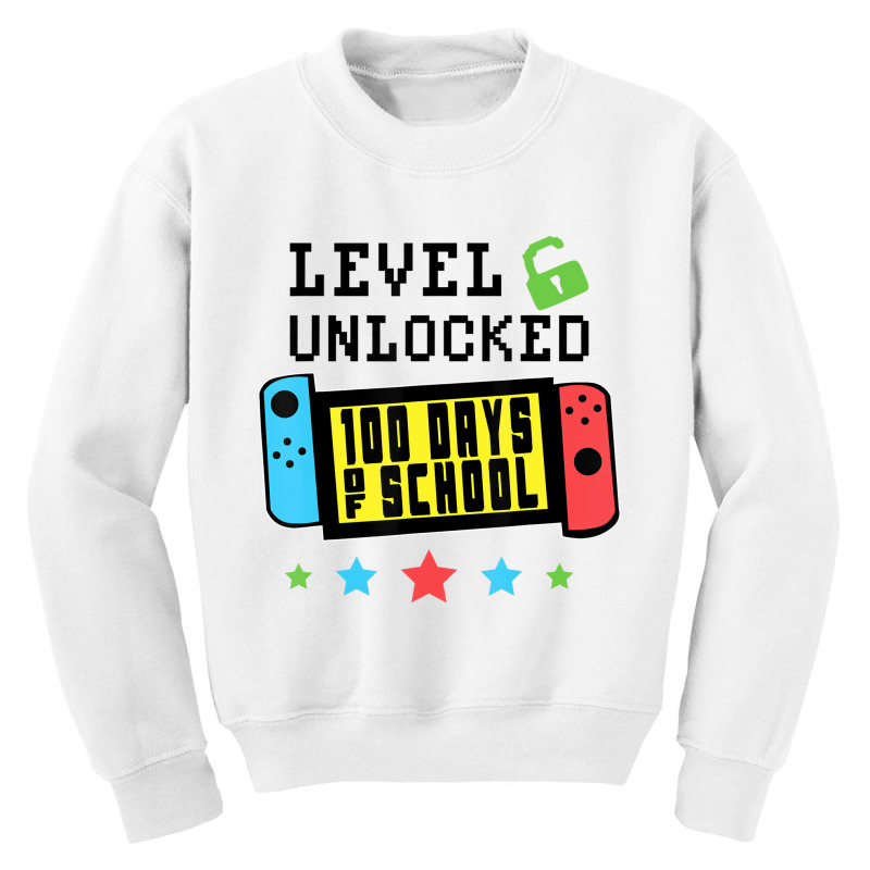 Level Unlocked 100 Days Of School Gamer Graphic Ar Youth Sweatshirt by holden | Artistshot