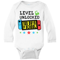 Level Unlocked 100 Days Of School Gamer Graphic Ar Long Sleeve Baby Bodysuit | Artistshot