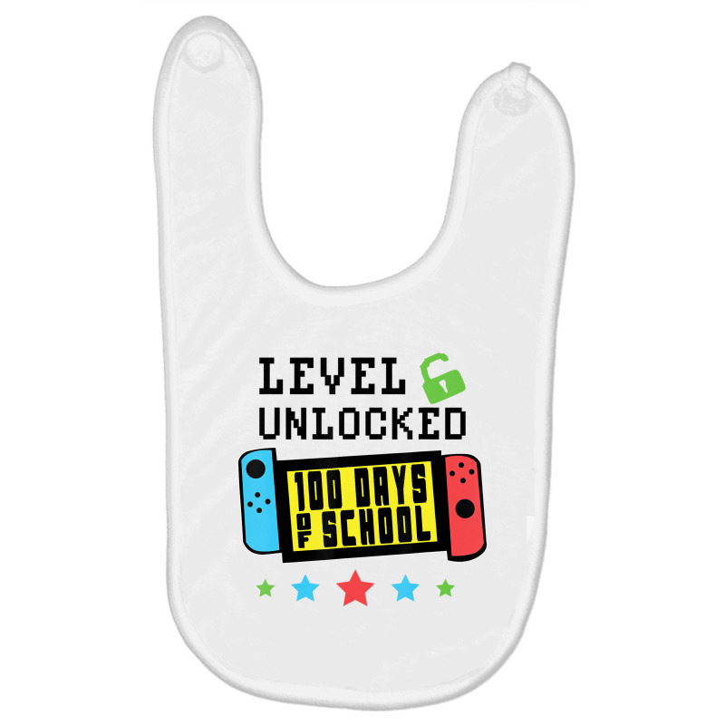 Level Unlocked 100 Days Of School Gamer Graphic Ar Baby Bibs by holden | Artistshot