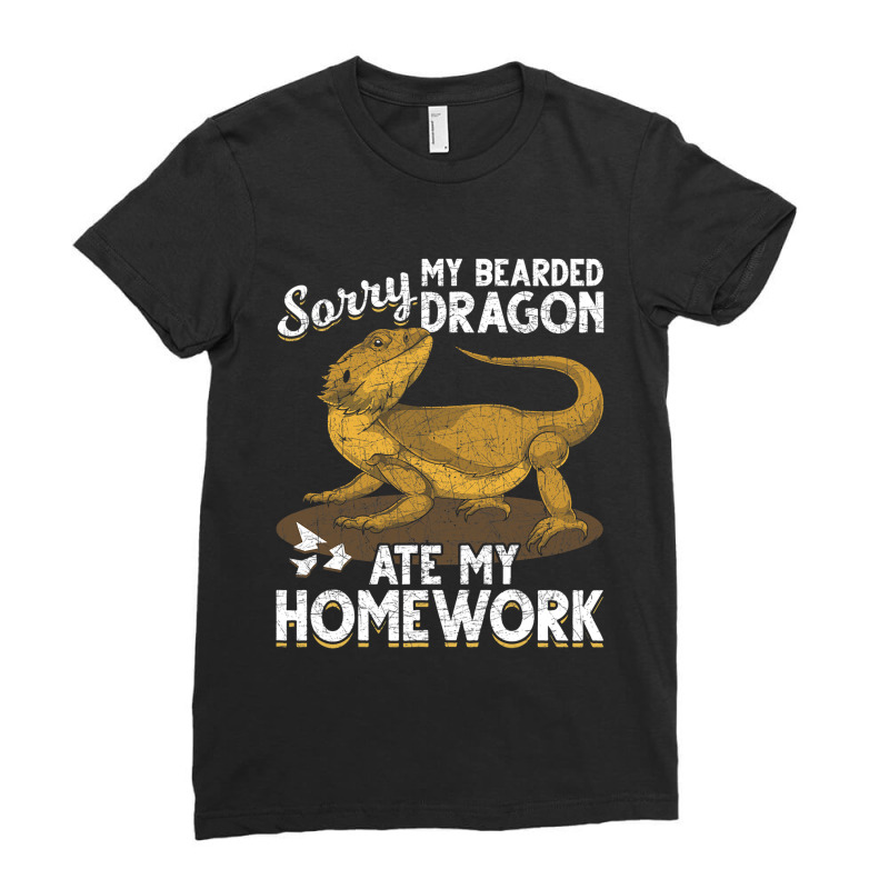 Sorry My Bearded Dragon Ate My Homework Bearded Dr Ladies Fitted T-Shirt by kerrmanthez | Artistshot