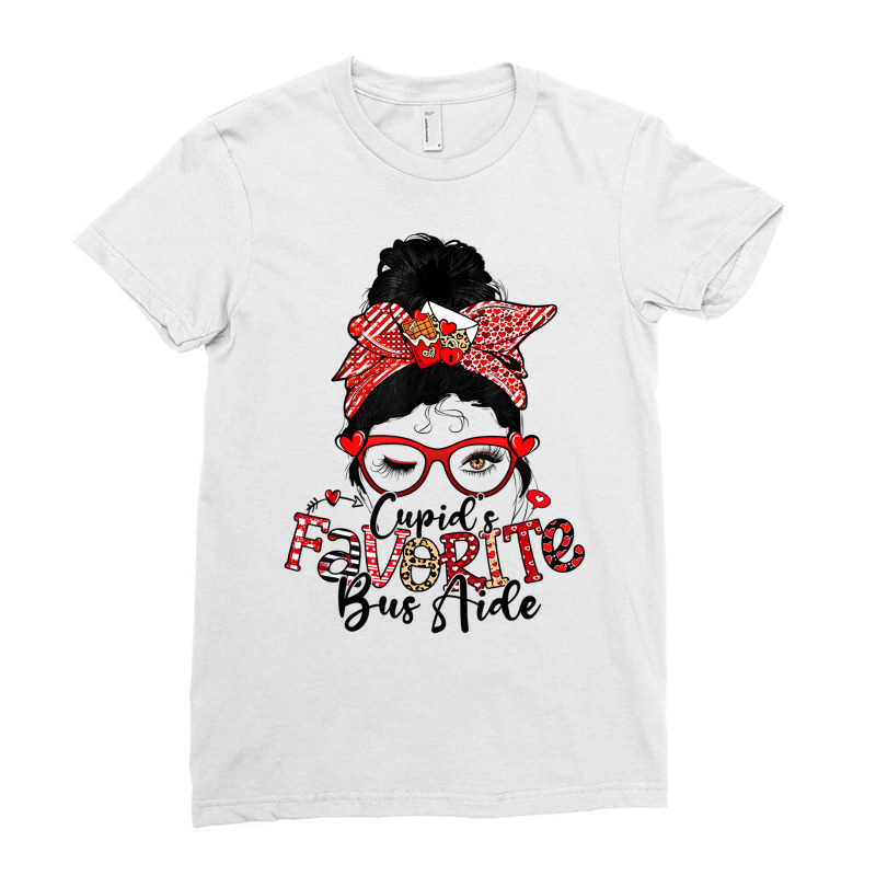 Cupid's Favorite Bus Aide Messy Bun Women Valentin Ladies Fitted T-Shirt by hausch | Artistshot