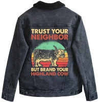 Highland Cattle Breeder Hairy Cow Farmer Highland  Unisex Sherpa-lined Denim Jacket | Artistshot