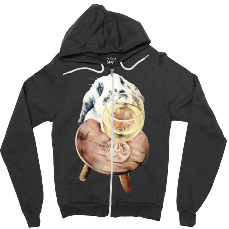 Bunny T Shirtall A Girl Needs Is Bunny And Wine! Zipper Hoodie | Artistshot