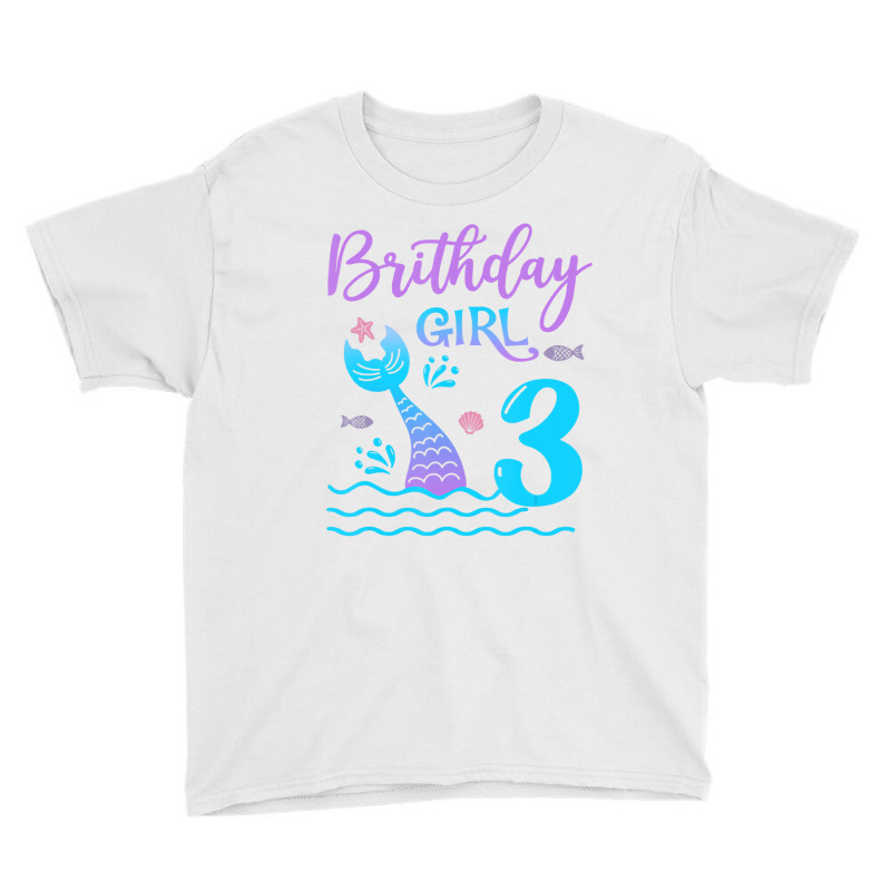 3 Year Old Gift Mermaid Tail 3rd Birthday Girl Dau Youth Tee | Artistshot