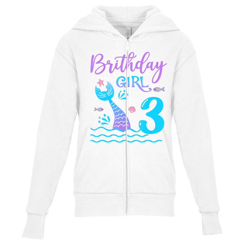 3 Year Old Gift Mermaid Tail 3rd Birthday Girl Dau Youth Zipper Hoodie | Artistshot