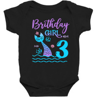 3 Year Old Gift Mermaid Tail 3rd Birthday Girl Dau Baby Bodysuit | Artistshot