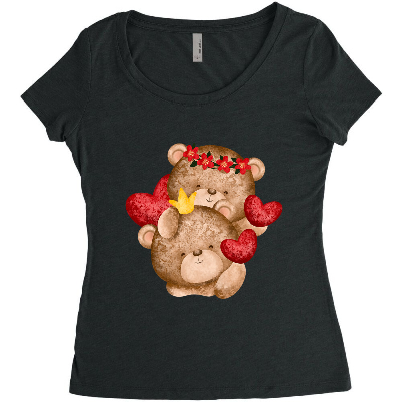 Matching Valentines Day Red Heart Big Bear Love Co Women's Triblend Scoop T-shirt by spreesgomez | Artistshot