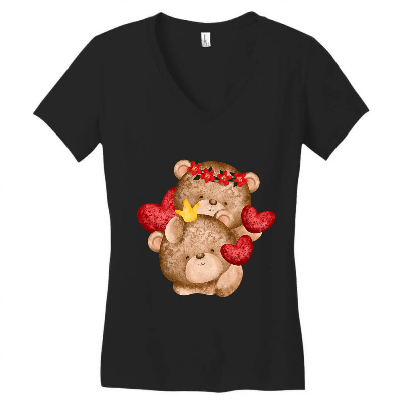 Matching Valentines Day Red Heart Big Bear Love Co Women's V-Neck T-Shirt by spreesgomez | Artistshot