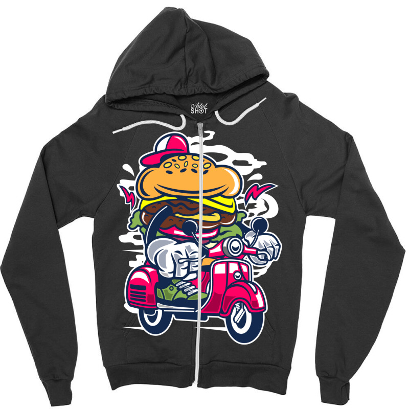 Burger Scooter Zipper Hoodie | Artistshot