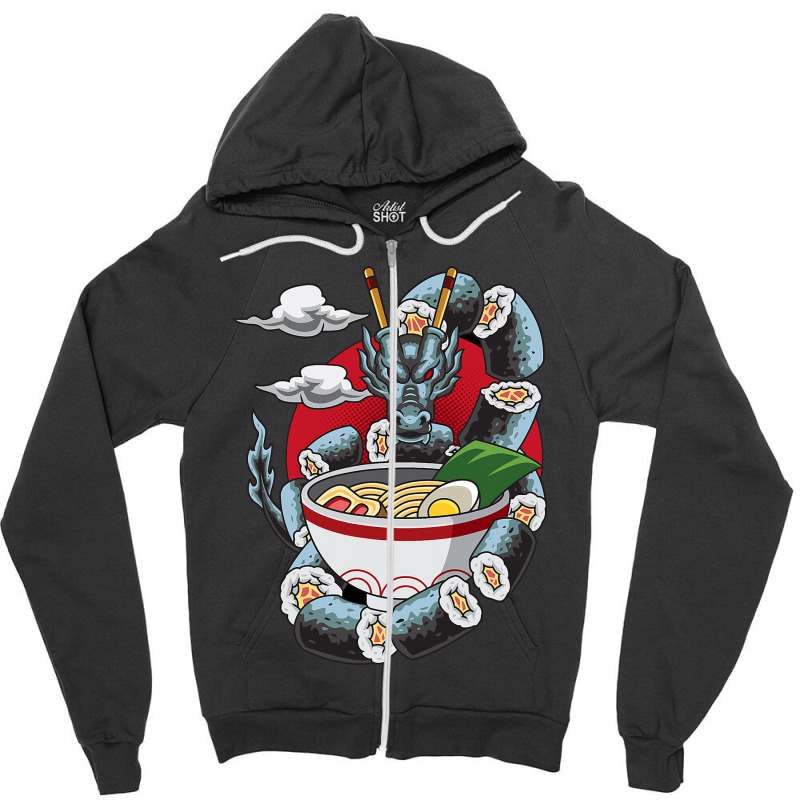 Dragon Oriental Sushi Design Zipper Hoodie | Artistshot