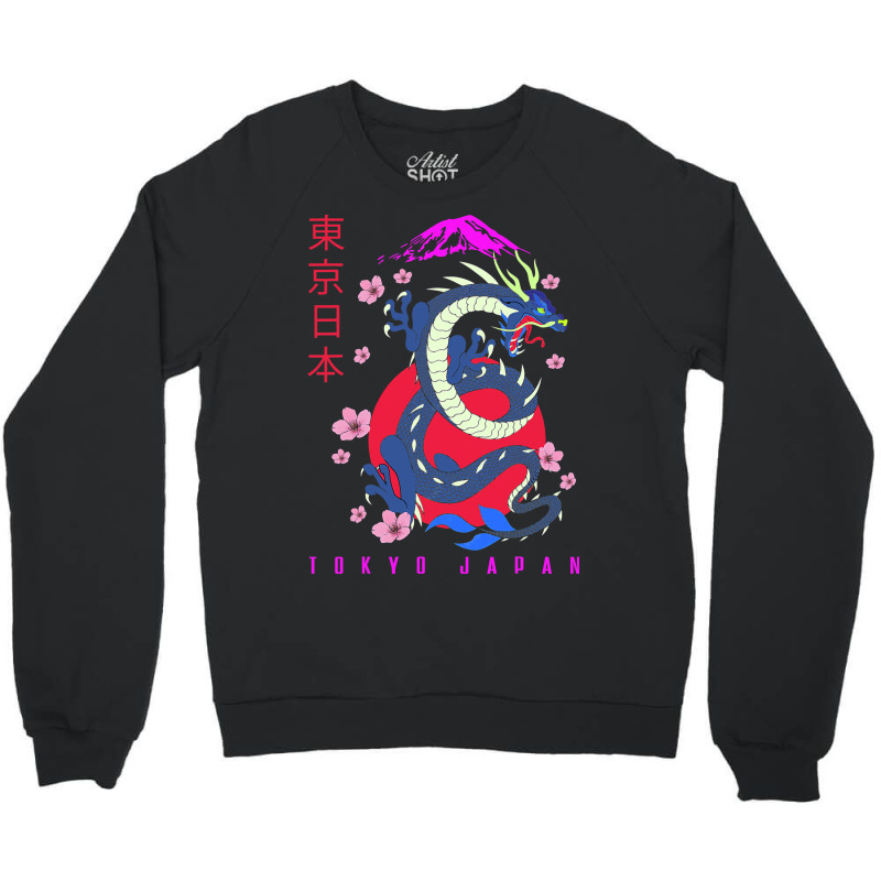 Japanese Tokyo Dragon Asian Retro 80’s Style 1 Crewneck Sweatshirt by whoretacarpal | Artistshot