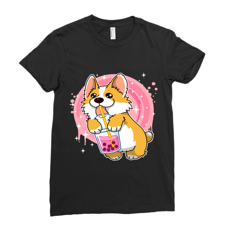 Boba Milk Tea Corgi Dog Puppy Lover Kawaii Japanes Ladies Fitted T-Shirt by DEBORAHBOURSSIQUOT | Artistshot