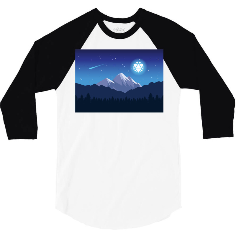 Snowy Cold Night Shooting Stars D20 Dice Moon Land 3/4 Sleeve Shirt | Artistshot