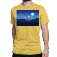 Snowy Cold Night Shooting Stars D20 Dice Moon Land Classic T-shirt | Artistshot