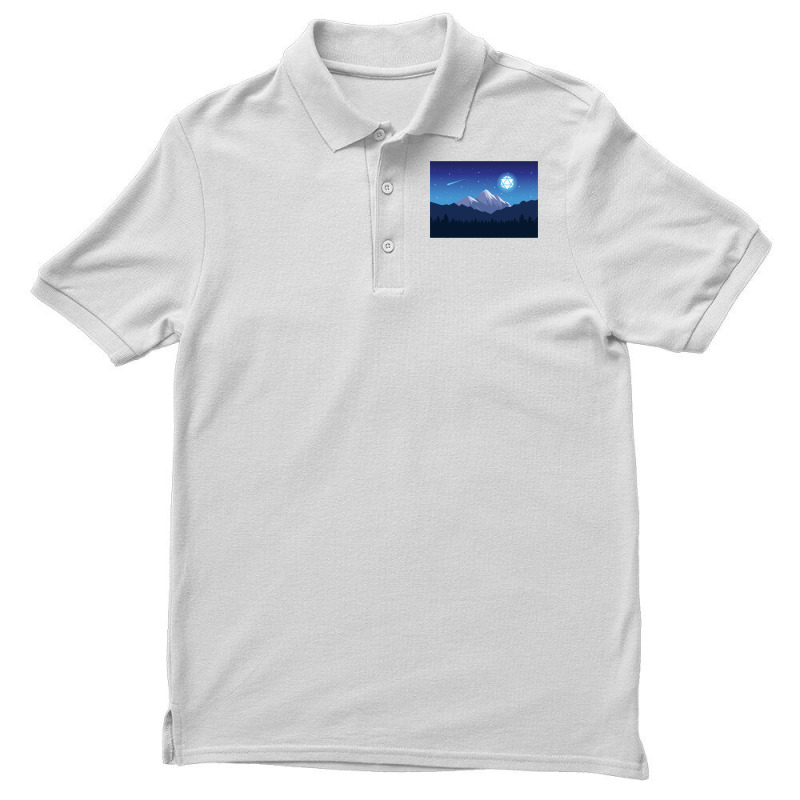 Snowy Cold Night Shooting Stars D20 Dice Moon Land Men's Polo Shirt | Artistshot