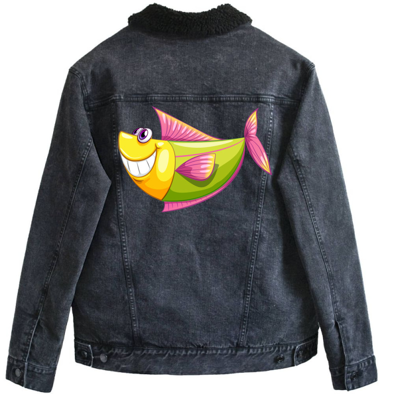 Cartoon Sea Animal Unisex Sherpa-lined Denim Jacket | Artistshot