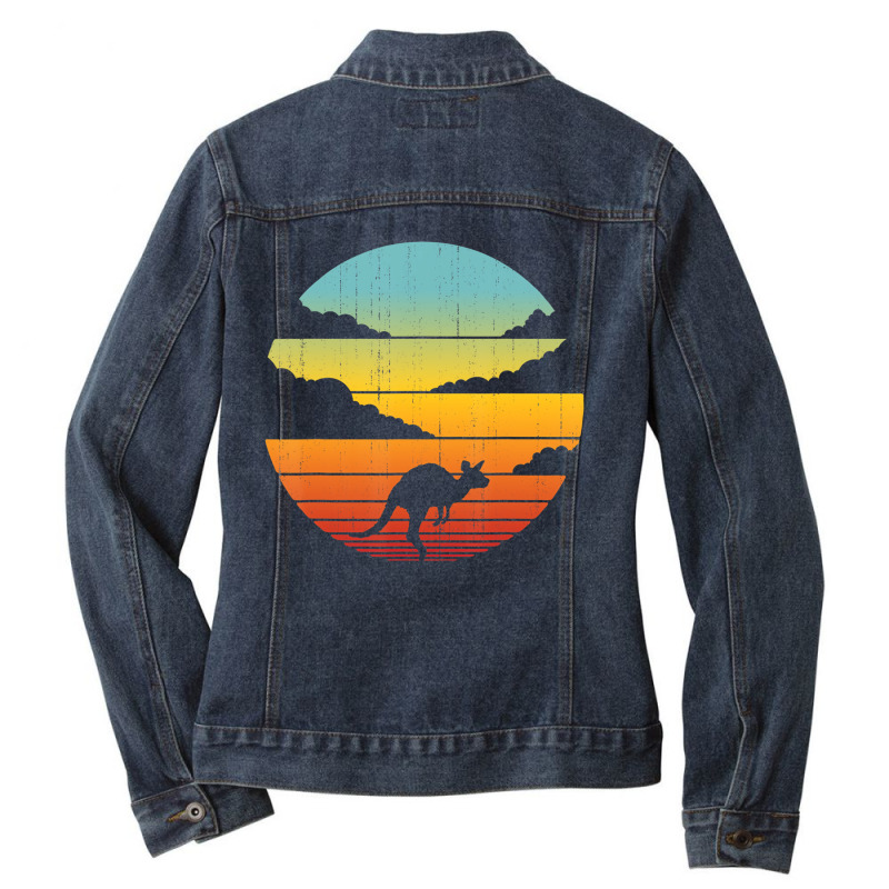 Kangaroo Retro Vintage Style 60s 70s Men Women Gif Ladies Denim Jacket by mheny | Artistshot