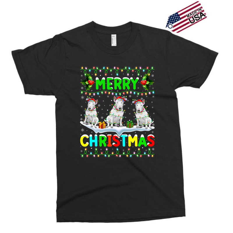 Xmas Lighting Santa Hat Merry Christmas Bull Terri Exclusive T-shirt by kerrmanthez | Artistshot