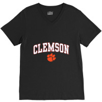 Clemson Tigers Arch Over Dark Heather Officially L V-neck Tee | Artistshot