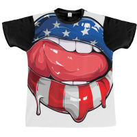 Usa Flag Dripping Lips 4th Of July Patriotic Ameri Graphic T-shirt | Artistshot