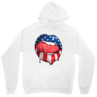 Usa Flag Dripping Lips 4th Of July Patriotic Ameri Unisex Hoodie | Artistshot