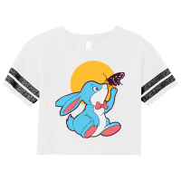 Cute Blue Bunny Playing With A Butterfly Scorecard Crop Tee | Artistshot