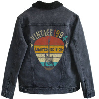 Guitar Lover 28 Year Old Gifts Vintage 1994 Limite Unisex Sherpa-lined Denim Jacket | Artistshot