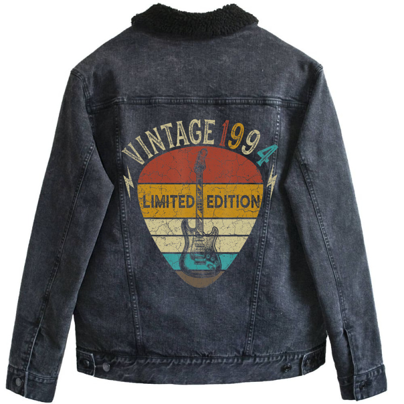 Guitar Lover 28 Year Old Gifts Vintage 1994 Limite Unisex Sherpa-Lined Denim Jacket by aiiluurosy | Artistshot