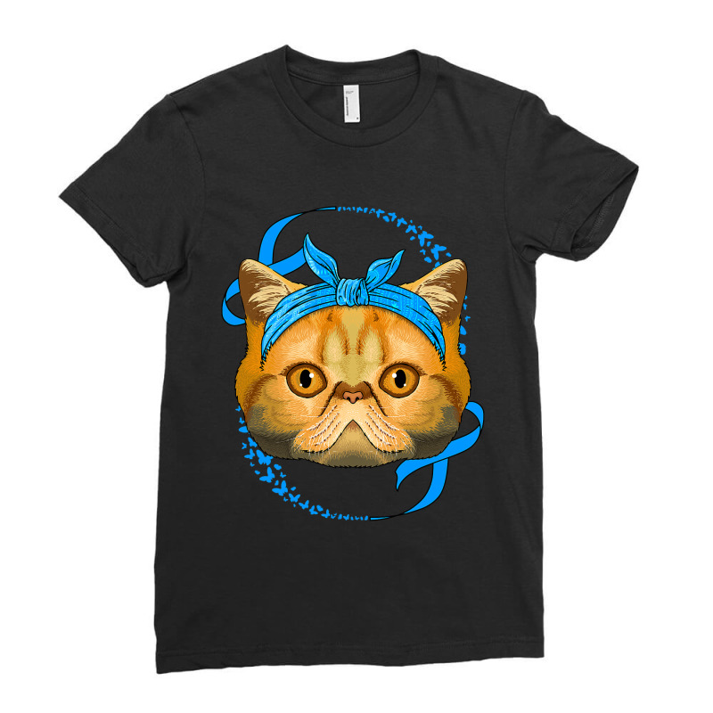 Exotic Shorthair Diabetes Awareness Cat Blue T1d S Ladies Fitted T-Shirt by spreesgomez | Artistshot