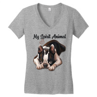 Boston Terrier Gift, Spirit Animal, Boston Terrier Women's V-neck T-shirt | Artistshot