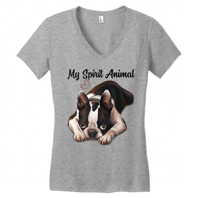 Boston Terrier Gift, Spirit Animal, Boston Terrier Women's V-Neck T-Shirt by imelde | Artistshot