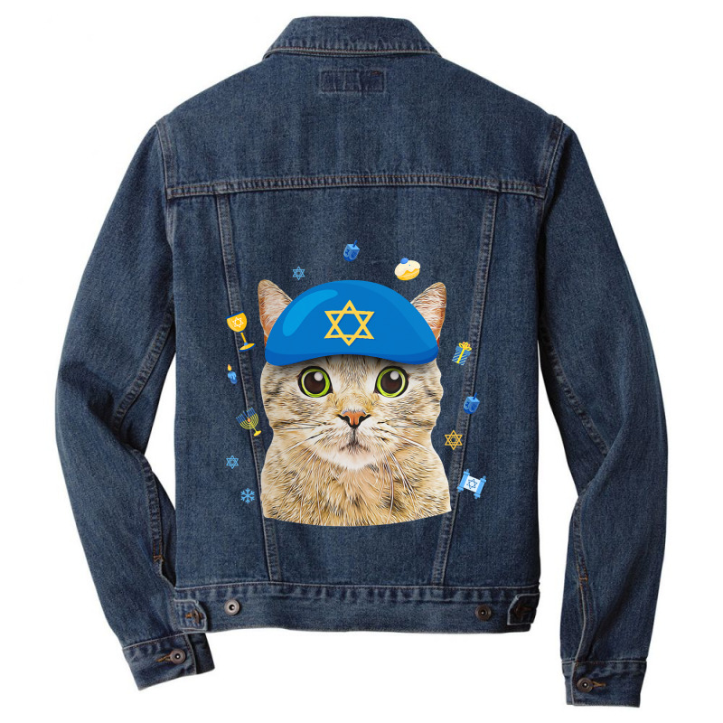 Happy Hanukkah Hanucat Cat Mom Pet Lovers Jewish H Men Denim Jacket | Artistshot