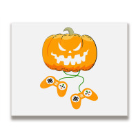 Halloween Video Gamer Pumpkin Jack O Lantern Boys Metal Print Horizontal | Artistshot