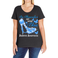 In November We Wear Blue Butterflies Diabetes Awar Ladies Curvy T-shirt | Artistshot