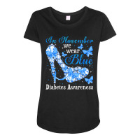 In November We Wear Blue Butterflies Diabetes Awar Maternity Scoop Neck T-shirt | Artistshot