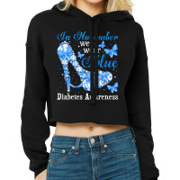 In November We Wear Blue Butterflies Diabetes Awar Cropped Hoodie | Artistshot