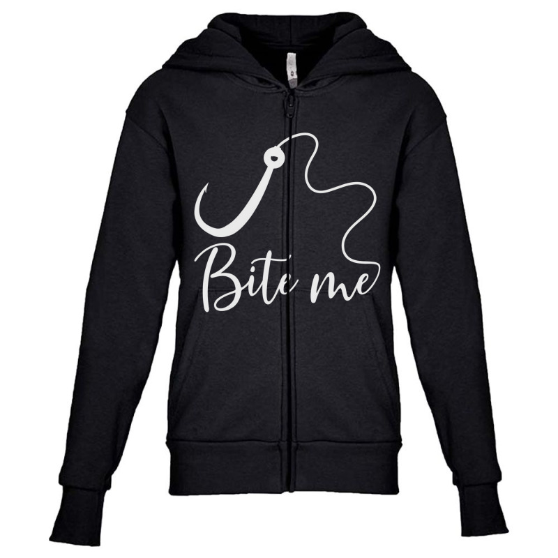 Bite Me Fishing T Shirt Youth Zipper Hoodie by dotson | Artistshot