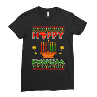 Happy Kwanzaa Kinara Candles African American Chri Ladies Fitted T-shirt | Artistshot