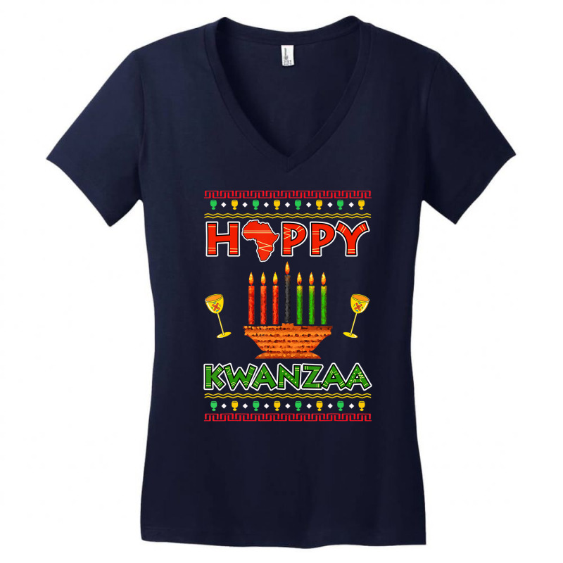 Happy Kwanzaa Kinara Candles African American Chri Women's V-Neck T-Shirt by aiiluurosy | Artistshot