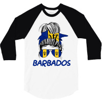 Barbados Girl Messy Bun, Barbados Flag Barbadian W 3/4 Sleeve Shirt | Artistshot