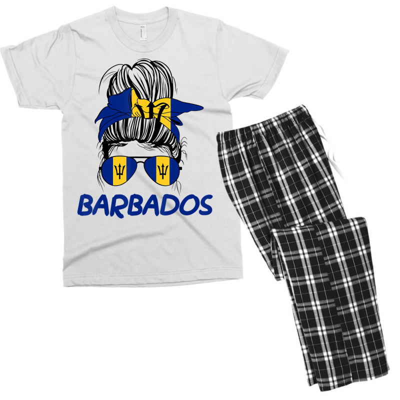 Barbados Girl Messy Bun, Barbados Flag Barbadian W Men's T-shirt Pajama Set by scrabeck | Artistshot