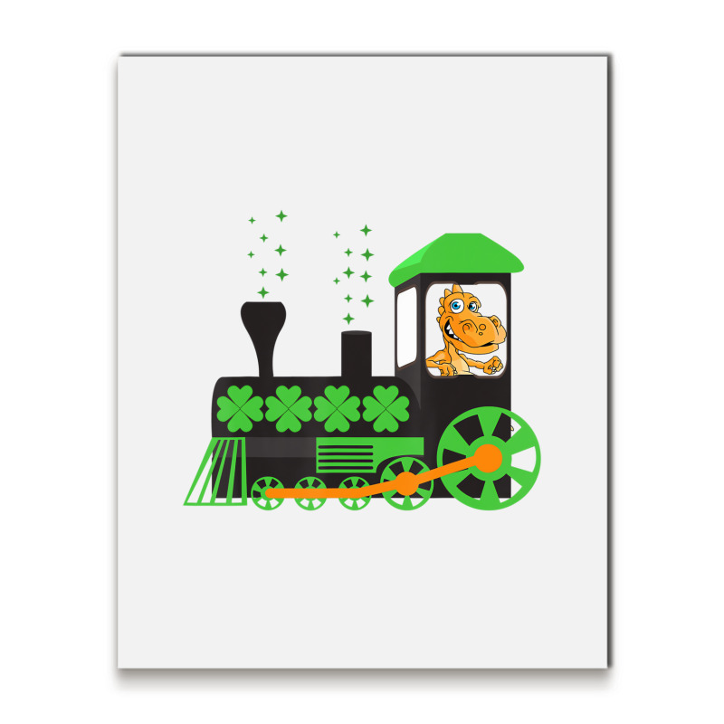 Dinosaur On Train St Patrick's Day Train Irish Sha Metal Print Vertical | Artistshot