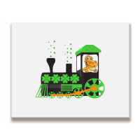 Dinosaur On Train St Patrick's Day Train Irish Sha Metal Print Horizontal | Artistshot