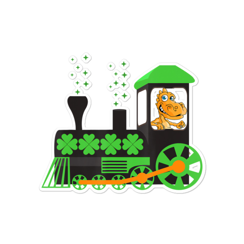 Dinosaur On Train St Patrick's Day Train Irish Sha Sticker | Artistshot