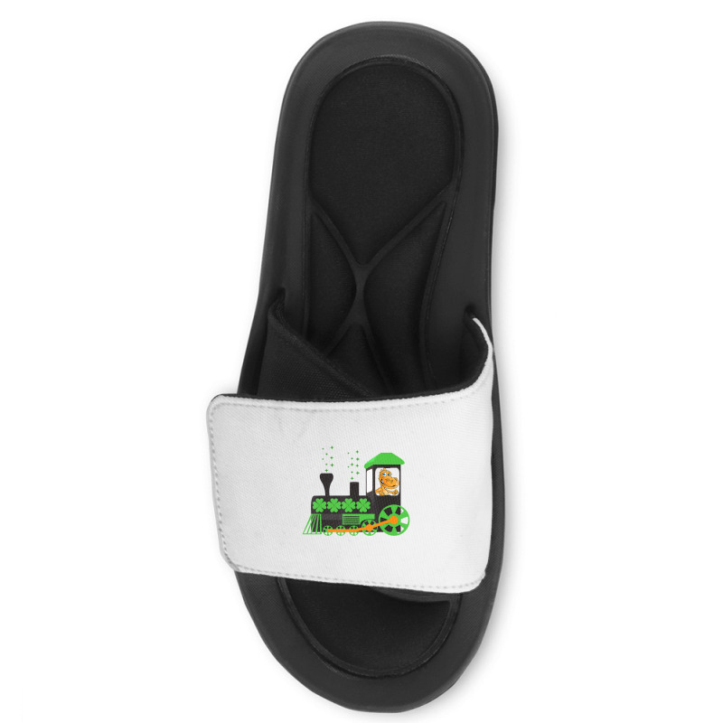 Dinosaur On Train St Patrick's Day Train Irish Sha Slide Sandal | Artistshot