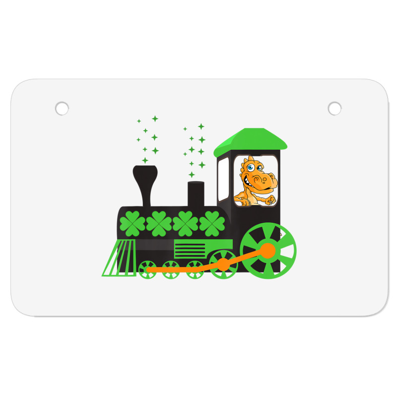 Dinosaur On Train St Patrick's Day Train Irish Sha Atv License Plate | Artistshot